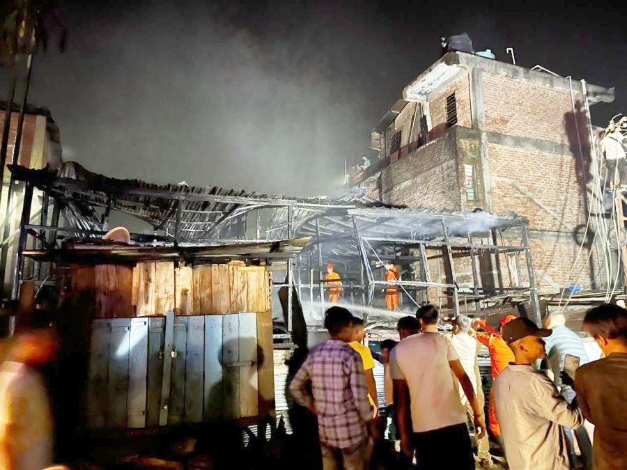 A fire broke out in a residential building (semi-kutcha) near Faith Hospital, Dimapur on the evening of February 18. (Morung Photo)